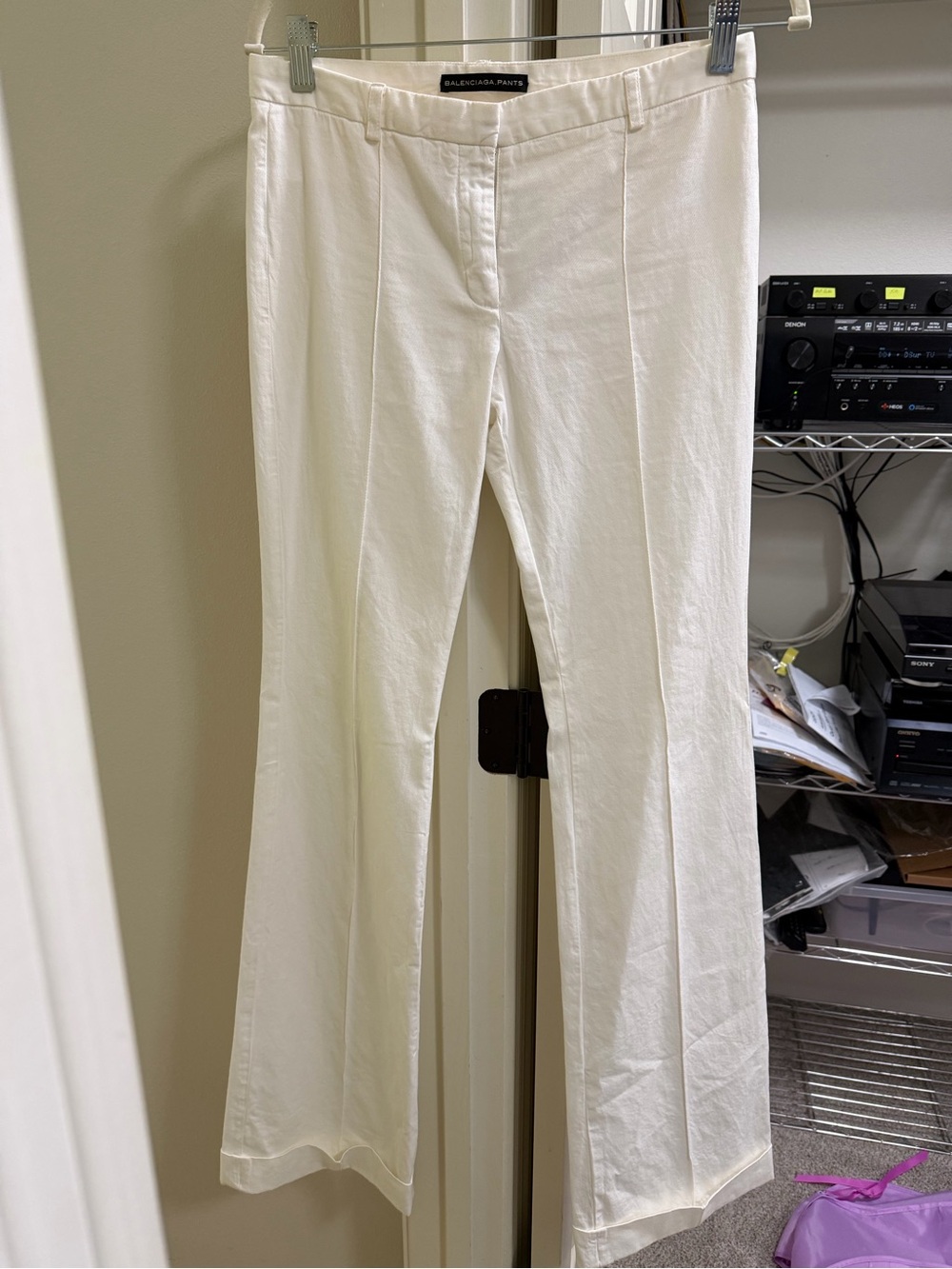 Balenciaga Paris White Ivory Flare Pants Trousers Size 36 EU